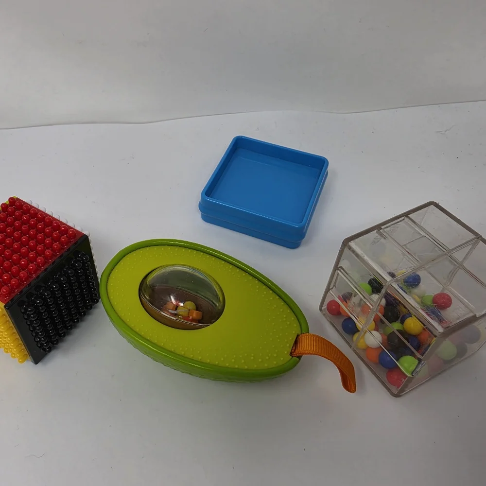 Fisher Price Sensory Blocks Avacado Blocks with balls and Sensory Toys Lot of 7